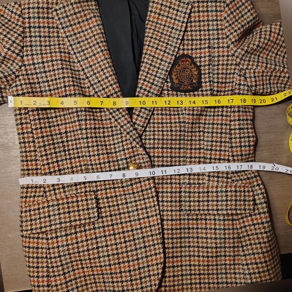 Ralph Lauren Bullion Crest Plaid Wool Blend Blazer Size 12 - Picture 7 of 16